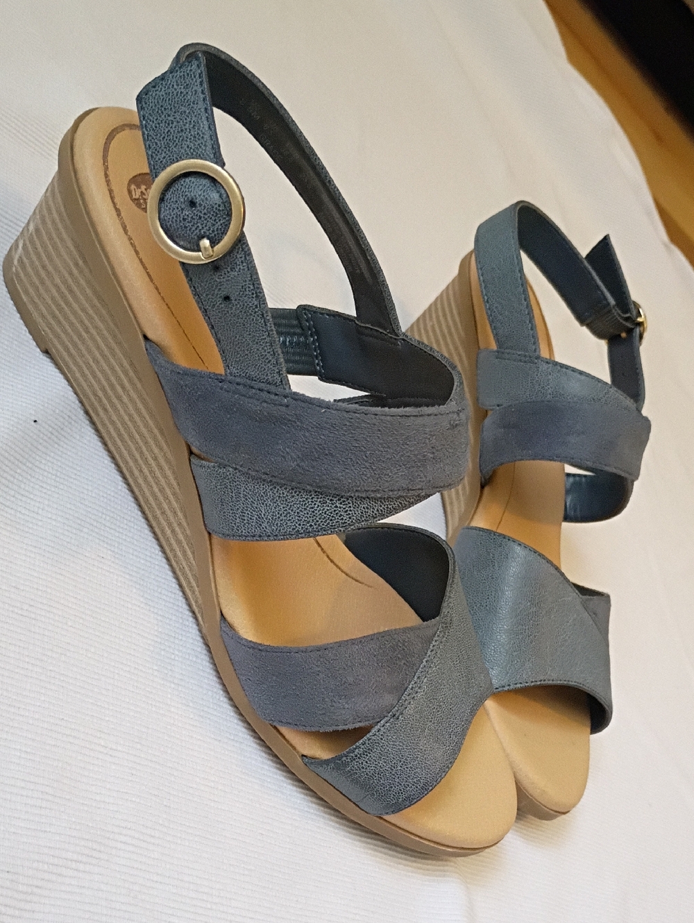 Dr Scholl's Grace Blue-Gray Wedge Sandals